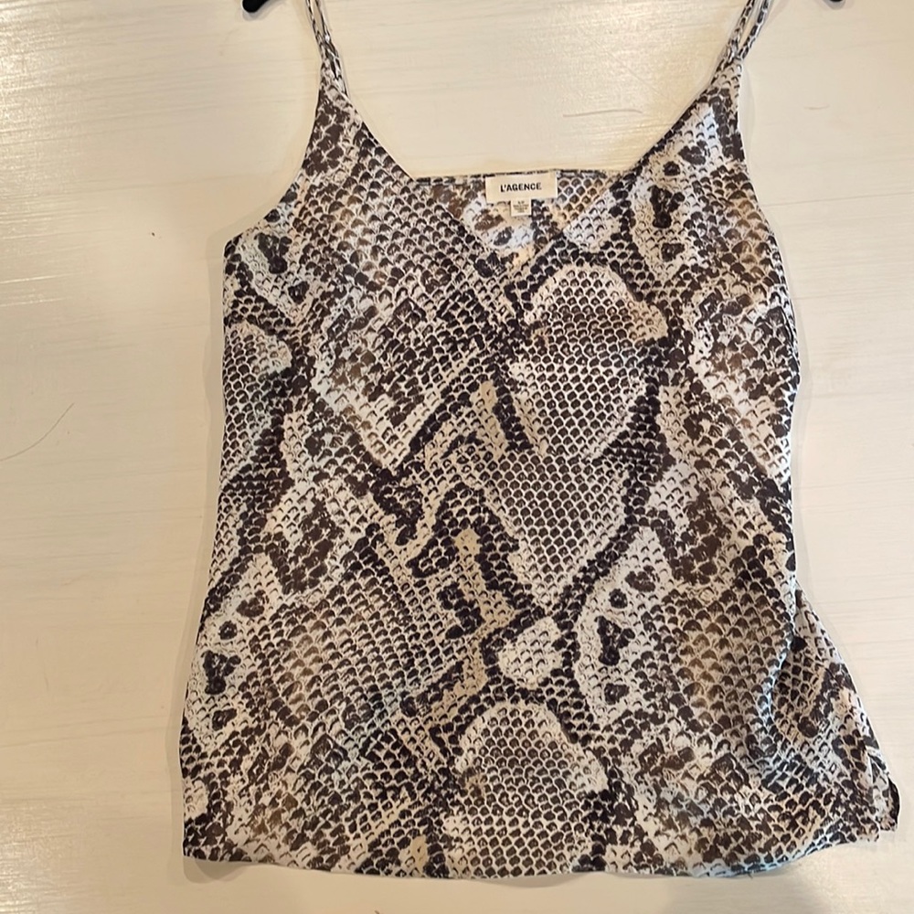L’Agence snake print silk camisole